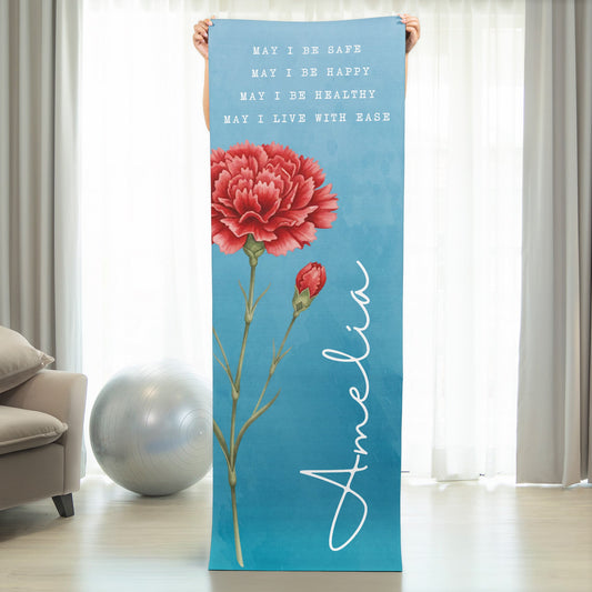 Custom Name, Birth Flower - Personalized Yoga Mat