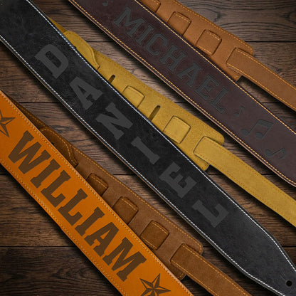 Custom Name, Guitar Lover - Personalized Leather Guitar Strap