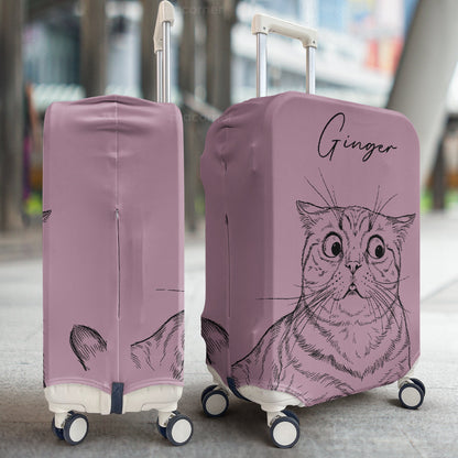 Custom Pet Portrait Sketch Line Art - Personalized Luggage Cover