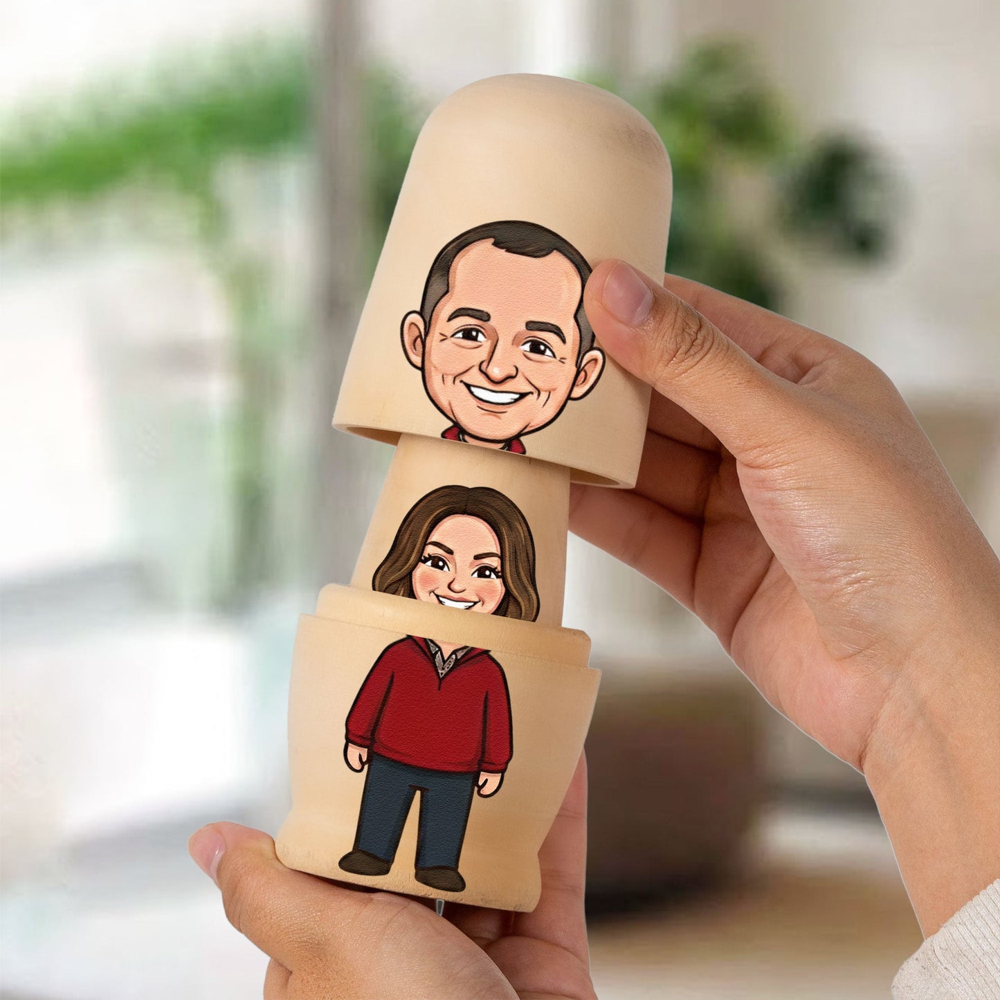 Custom Photo Caricature Chibi Art Family Couple Besties - Personalized Photo Stacking Dolls