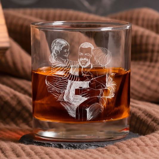 Father's Day Gifts, Custom Photo Father's Day Gift For Dad, Husband - Personalized Whiskey Glass