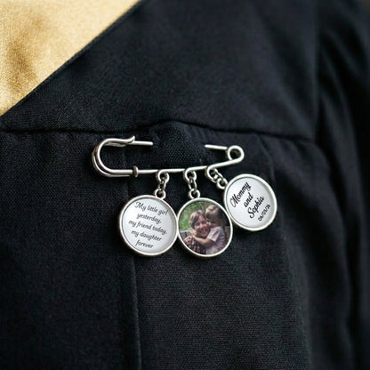 Custom Photo Gift For Bride Groom Wedding Day - Personalized Lapel Pin With Charms