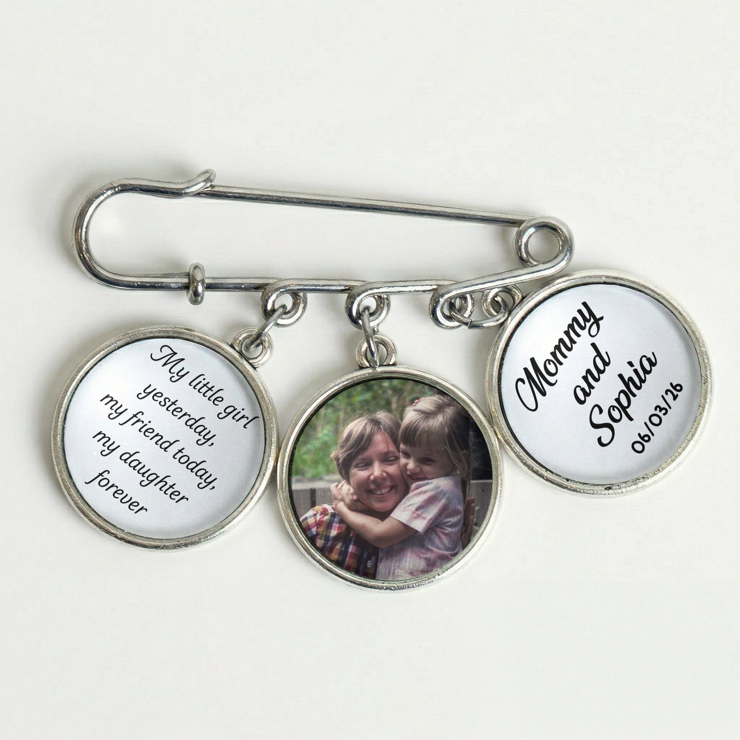 Custom Photo Gift For Bride Groom Wedding Day - Personalized Lapel Pin With Charms