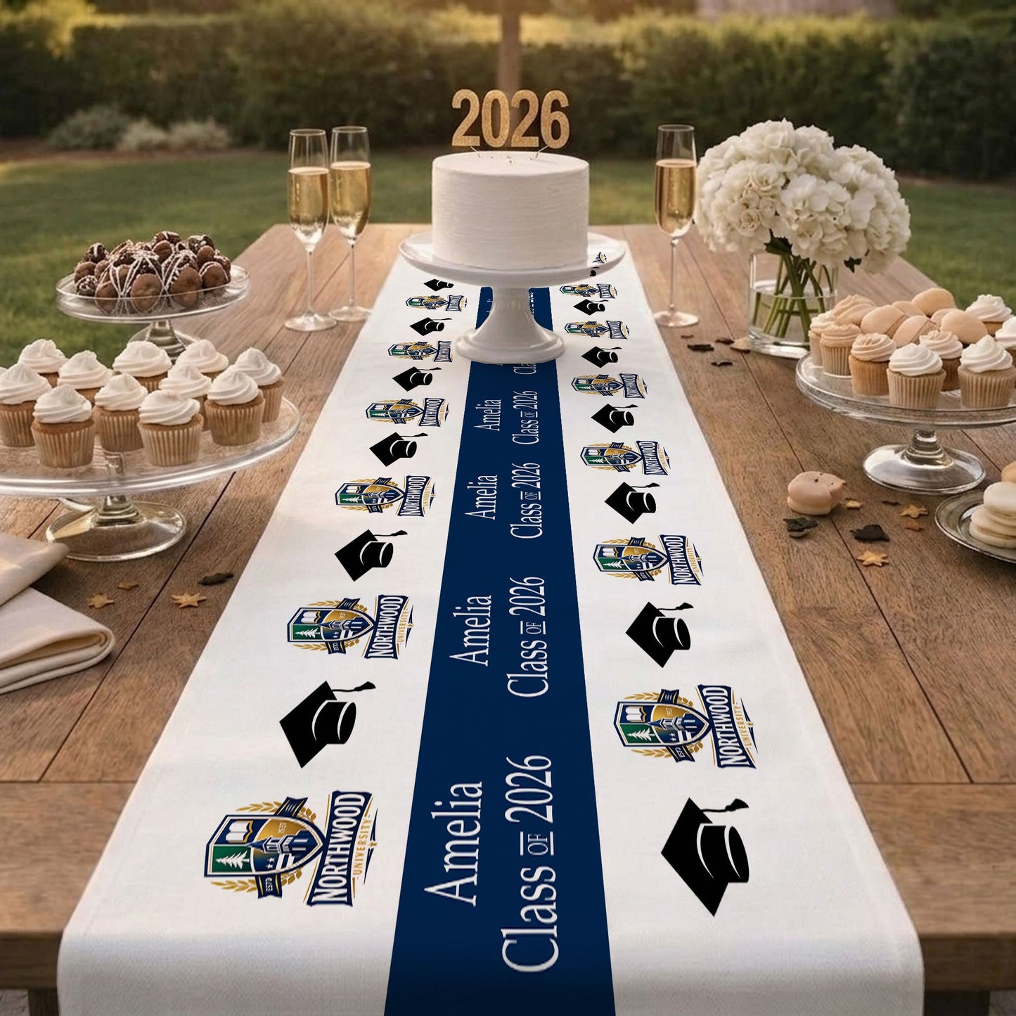 Custom Photo Logo Graduation Party - Personalized Table Runner