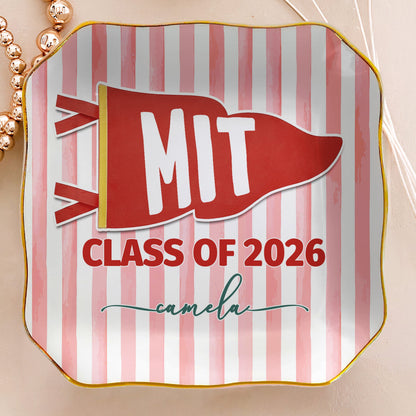 Custom School Pennant Flag - Personalized Jewelry Dish