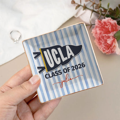 Custom School Pennant Flag - Personalized Jewelry Dish