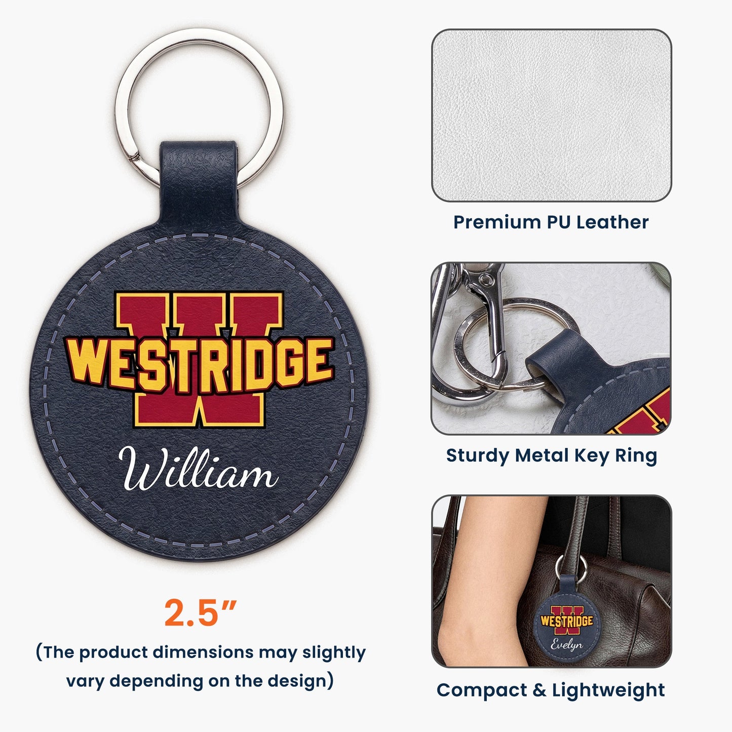 Custom University College Logo - Personalized Keychain