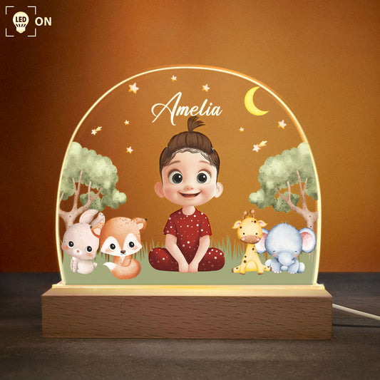 Cute Cartoon With Name Dinosaur Princess - Personalized LED Light