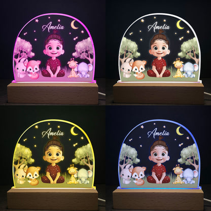 Cute Cartoon With Name Dinosaur Princess - Personalized LED Light
