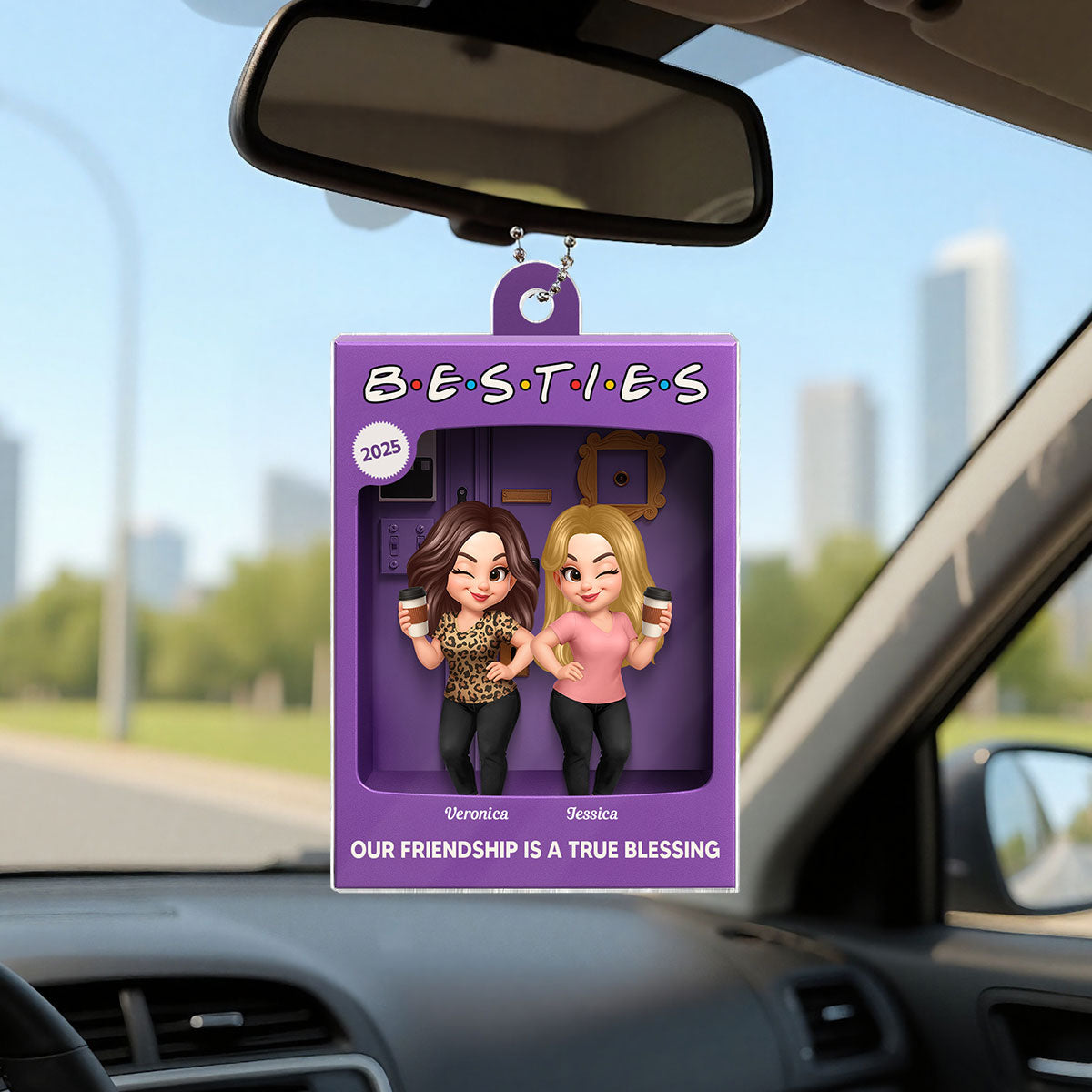 [BUY 1 GET 1 FREE] Besties Personalized Acrylic Ornament - Purple Toy Box Style Christmas Gift