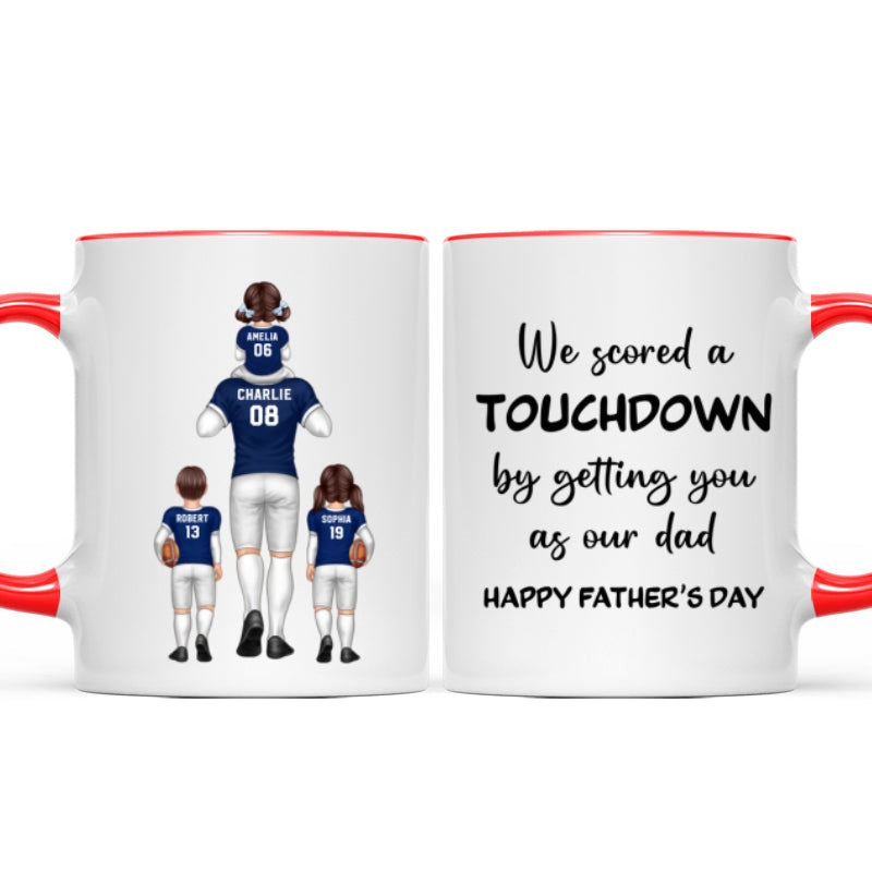 We Scored A Touchdown Getting You As Our Dad American Football Dad Father‘s Day Gift Personalized Mug