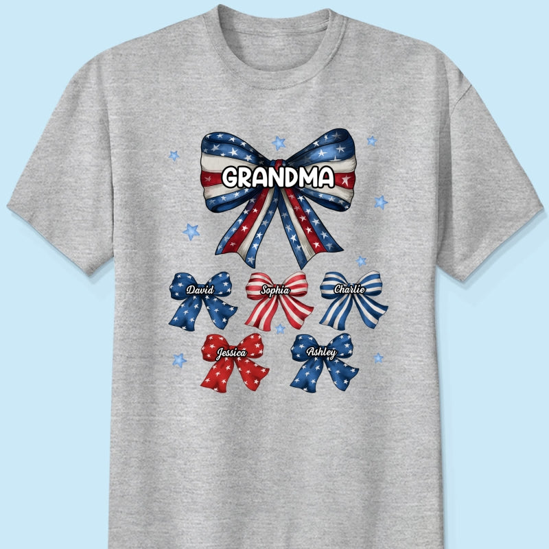 Coquette American Grandma Bow 4th Of July Independence Day Personalized Shirt