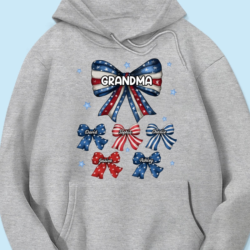 Coquette American Grandma Bow 4th Of July Independence Day Personalized Shirt