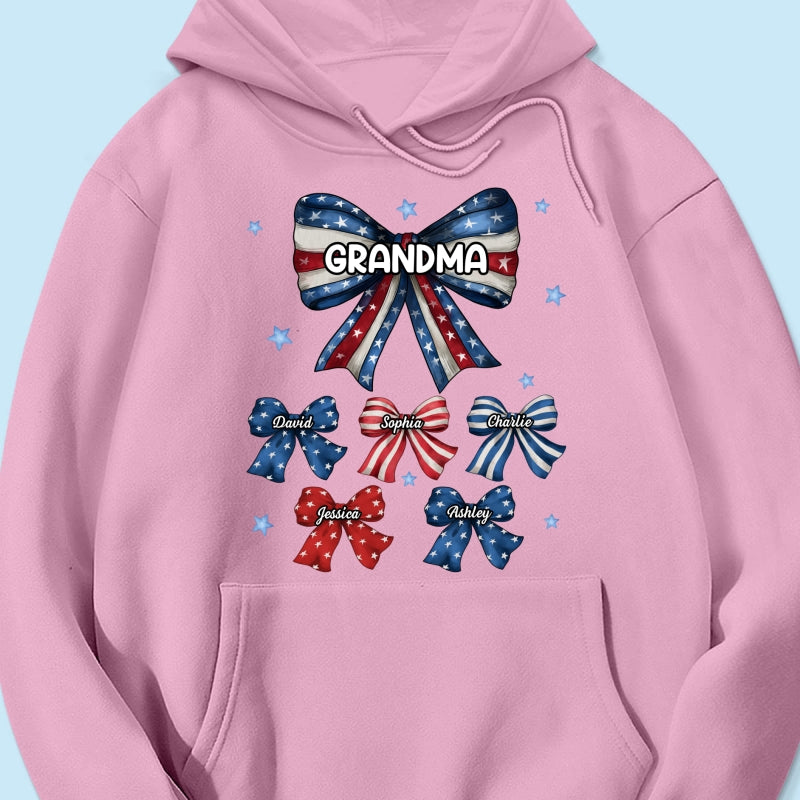 Coquette American Grandma Bow 4th Of July Independence Day Personalized Shirt