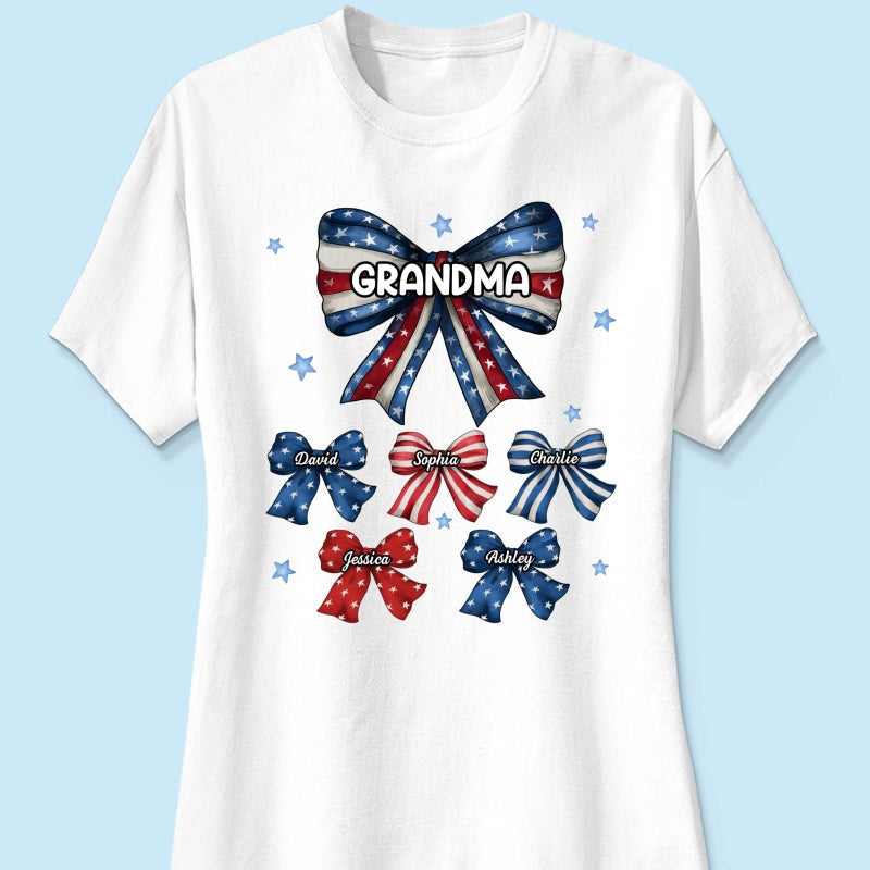 Coquette American Grandma Bow 4th Of July Independence Day Personalized Shirt