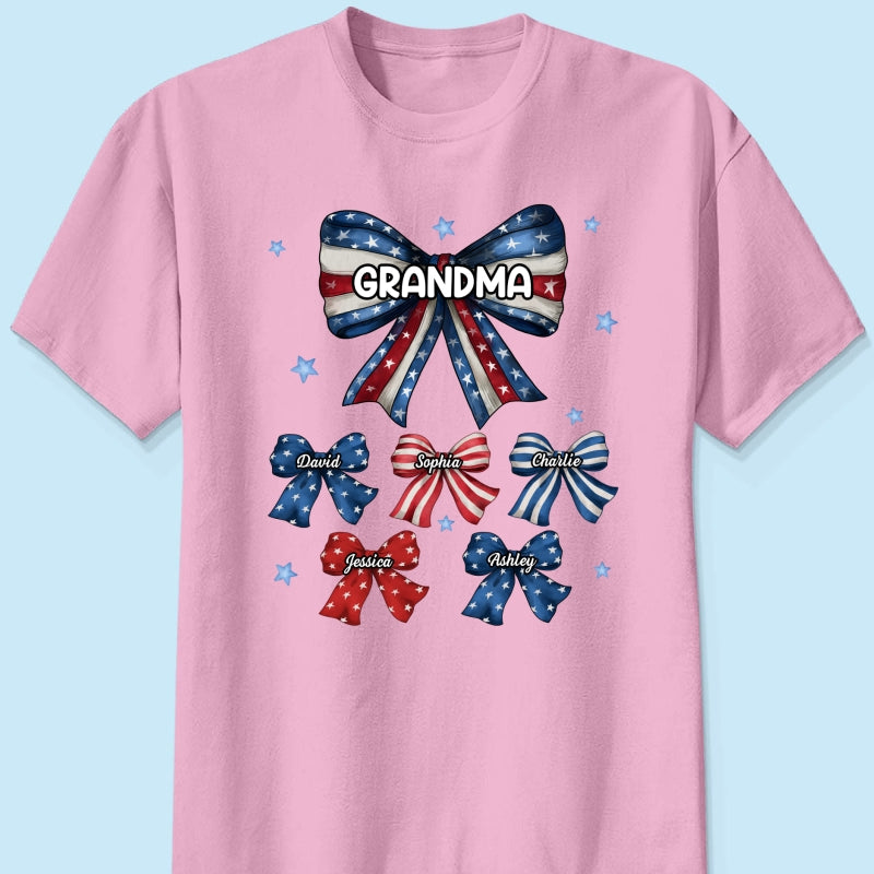 Coquette American Grandma Bow 4th Of July Independence Day Personalized Shirt