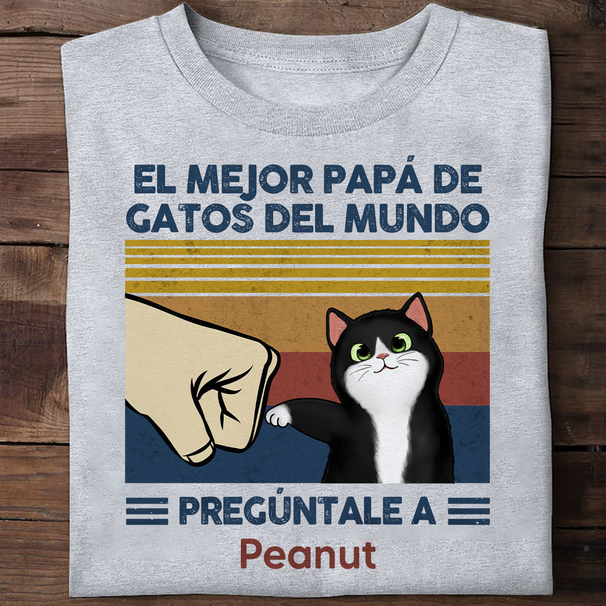 Regalo perfecto para paps de gatos – Camiseta personalizada con choque de puos con tu gato