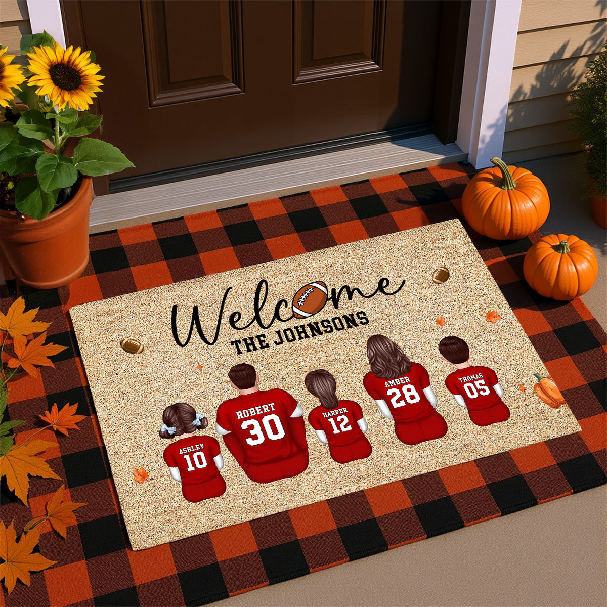 Welcome Football Season Family Decor Personalized Doormat