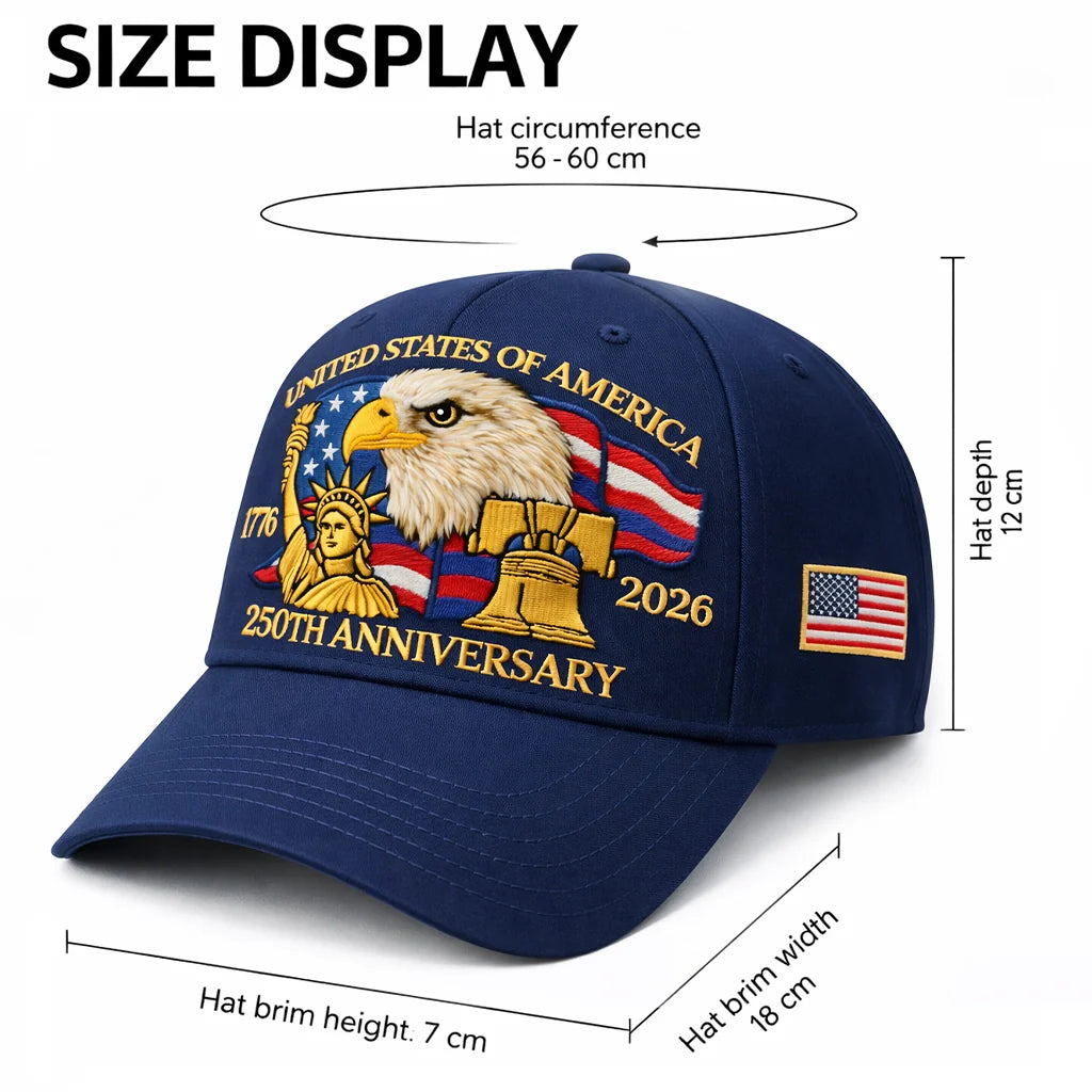Embroidered Baseball Cap - America 250th Anniversary Gifts For Mom, Dad, Brother, Sister - Spirit Of Freedom Shines