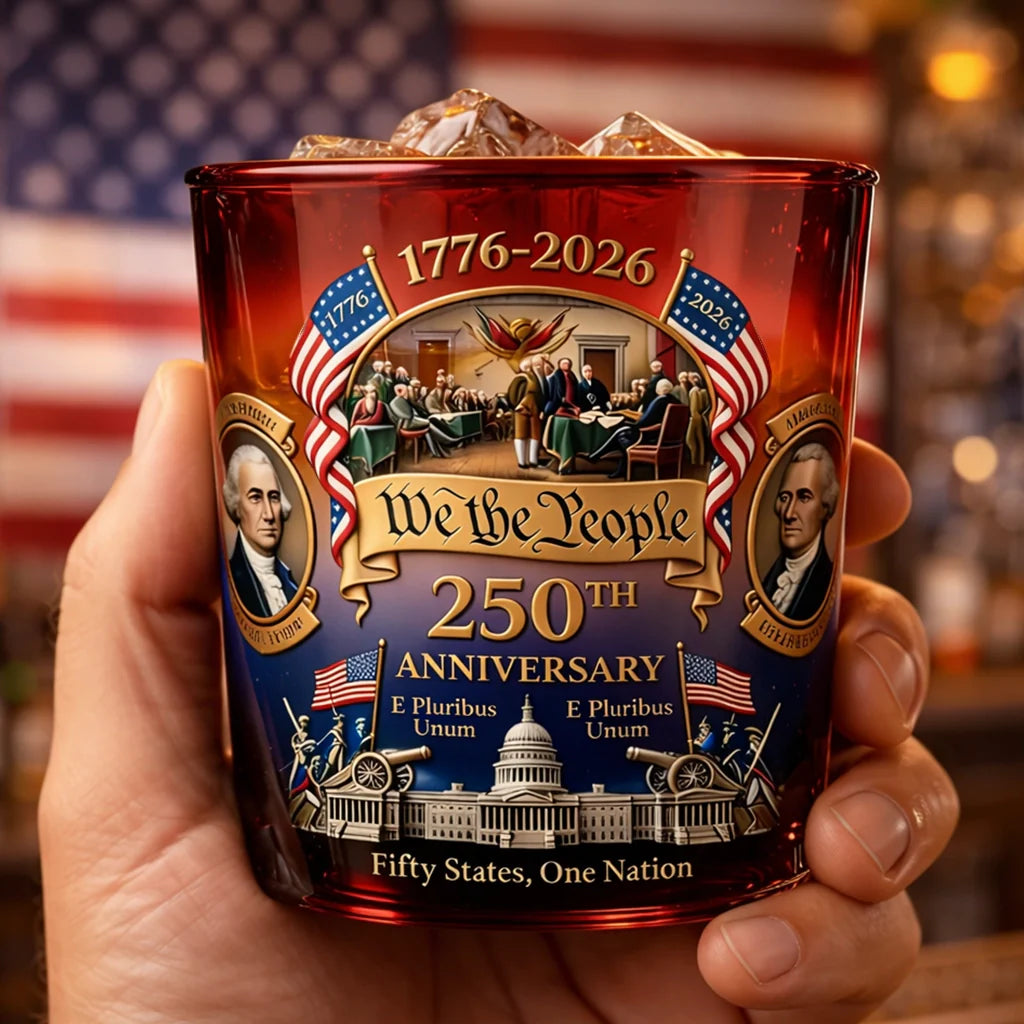 250th Anniversary Whiskey Glass - America 250th Anniversary Gifts For Mom, Dad, Brother, Sister - Honor The Path We Share