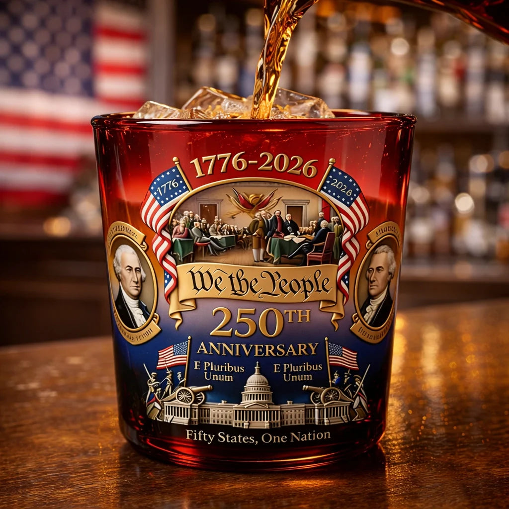 250th Anniversary Whiskey Glass - America 250th Anniversary Gifts For Mom, Dad, Brother, Sister - Honor The Path We Share