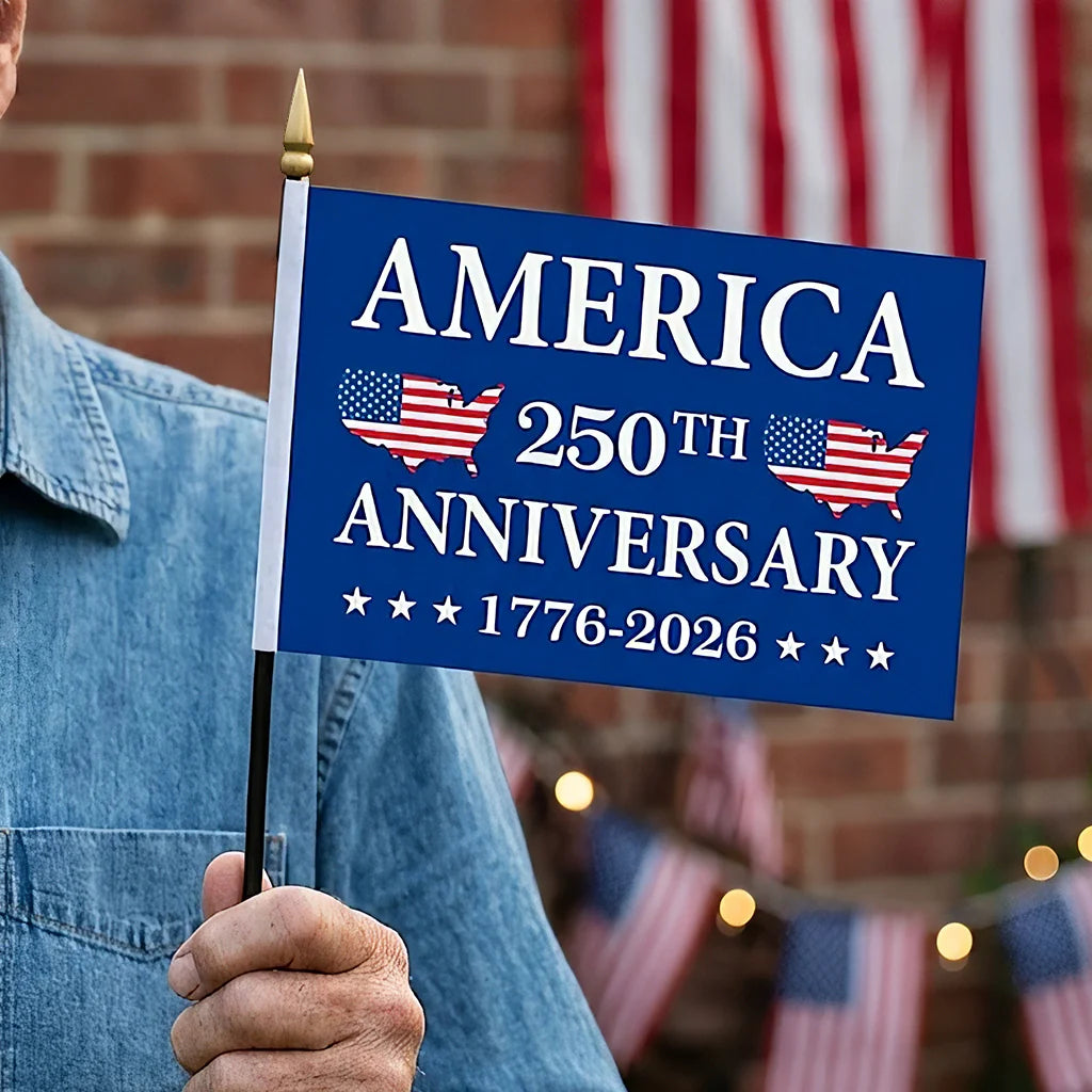 Handheld Flag - America 250th Anniversary Gifts For Mom, Dad, Brother, Sister - Courage Lives Within Us