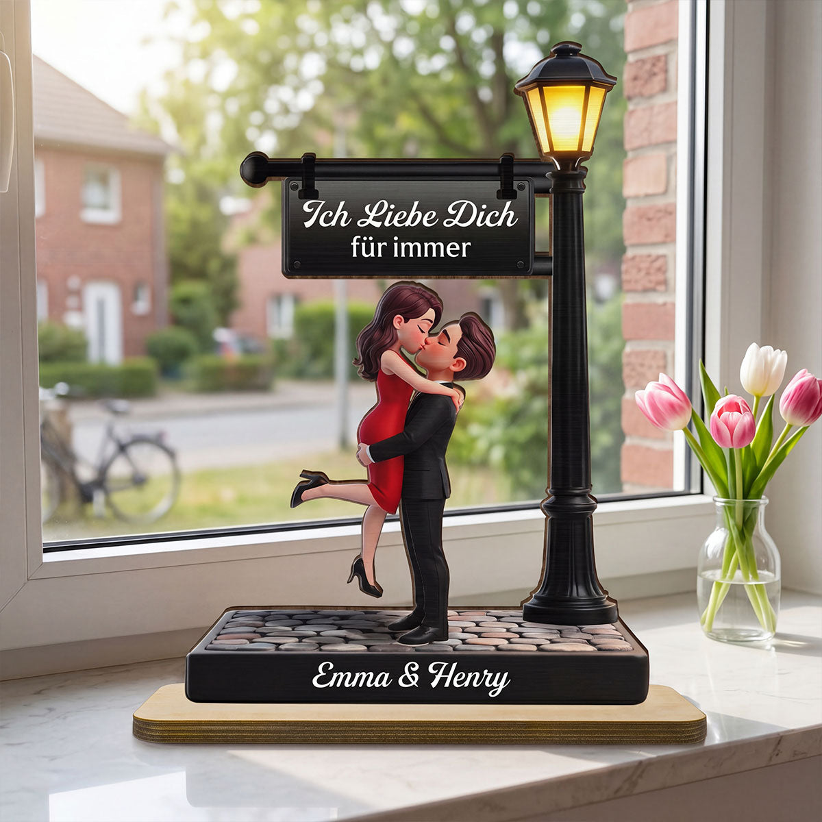 Zeitlose Liebe im Licht - Personalisierte 2-lagige Holzplakette - Herzliches Jubilumsgeschenk, Hochzeitsgeschenk fr Paare, fr ihn, fr sie