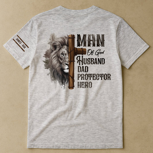 Father's Day Gifts, Dad Man Of God - Personalized Back Printed Shirt