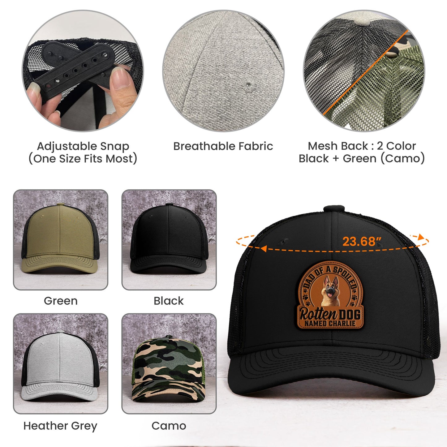 Father's Day Gifts, Dad Of Spoiled Rotten Dogs - Dog Lovers - Personalized Leather Patch Hat