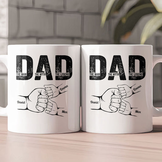 Father's Day Gifts, Dad The Man The Myth The Legend Fist Bump - Personalized Mug