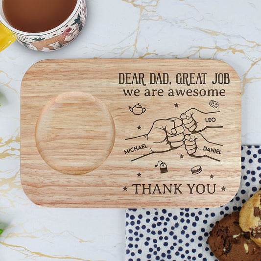 Father's Day Gifts, Dad We Are Awesome - Personalized Custom Engraved Wooden Tea & Biscuit Board