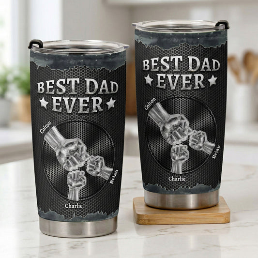 Father's Day Gifts, Dad Fist Bump Metal Art - Personalized Tumbler