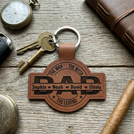 Father's Day Gifts, Dad, Papa, Grandpa, Pop The Man, The Myth, The Legend With Kid's Names - Personalized Keychain