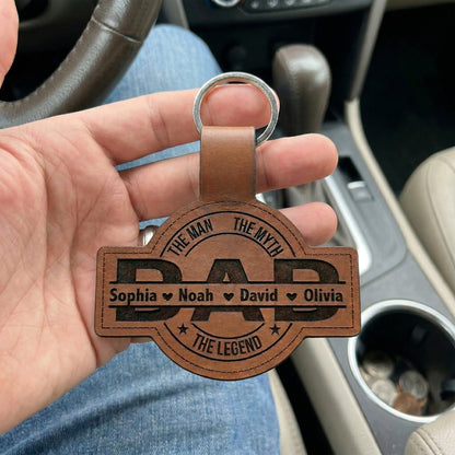 Father's Day Gifts, Dad, Papa, Grandpa, Pop The Man, The Myth, The Legend With Kid's Names - Personalized Keychain