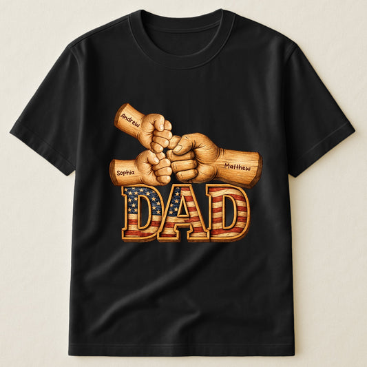 Father's Day Gifts, Dad, Papa, Pop Fist Bumps Us - With Kids' Names - Personalized Shirt