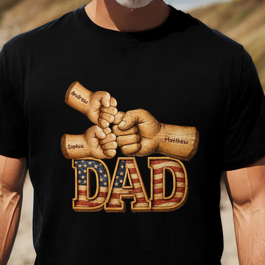 Father's Day Gifts, Dad, Papa, Pop Fist Bumps Us - With Kids' Names - Personalized Shirt