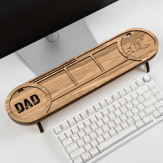 Father's Day Gifts, Dad The Man The Myth The Legend - Personalized Wood Desk Organizer