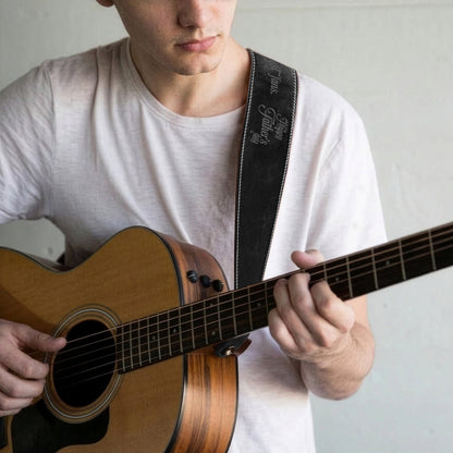 Dad, We'll Always Be Your Biggest Fans - Personalized Leather Guitar Strap