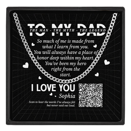 Father's Day Gifts, Dad's Been My Hero Right From The Start - Personalized Men's Cuban Link Chain