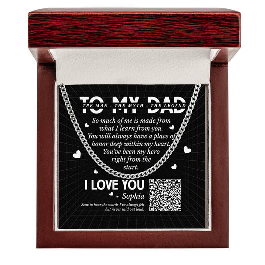Father's Day Gifts, Dad's Been My Hero Right From The Start - Personalized Men's Cuban Link Chain