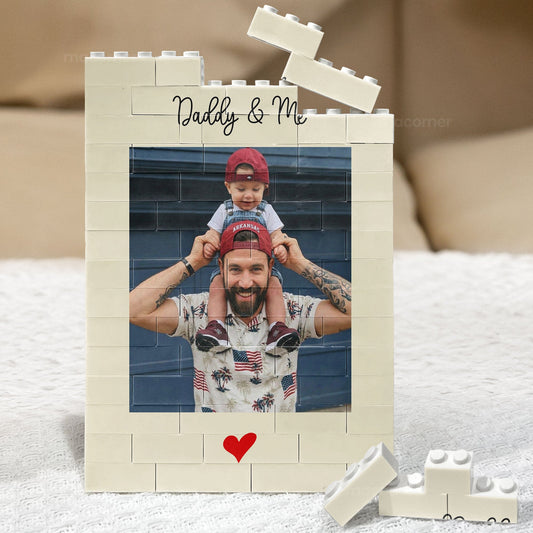 Father's Day Gifts, Daddy & Me Father's Day Gift For Dad, Husband - Personalized Rectangle Building Brick