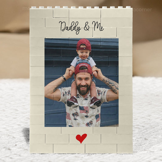 Father's Day Gifts, Daddy & Me Father's Day Gift For Dad, Husband - Personalized Rectangle Building Brick