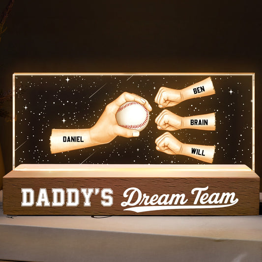 Father's Day Gifts, Daddy's Dream Team - Custom Sport Baseball, Soccer, Football - Personalized LED Night Light