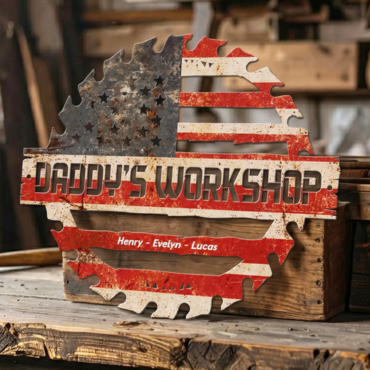Daddy's Garage, Papa's Garage Man Cave Steel Workshop Sign Father's Day Gifts - Personalized Metal Sign
