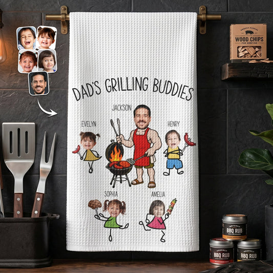 Dad's Grilling Buddies Father's Day Gift For Dad, Husband - Personalized Kitchen Towel