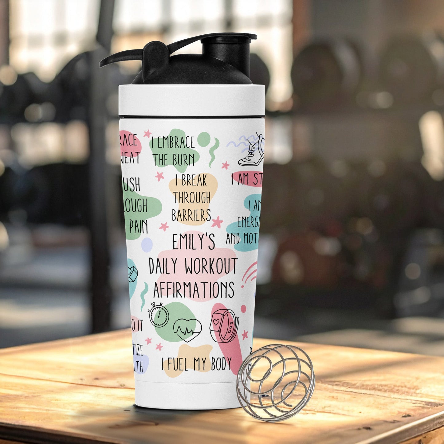 Daily Workout Affirmations - Personalized Protein Shaker