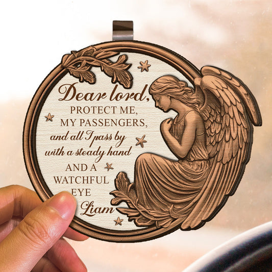 Dear Lord Protect Me And All I Pass By - Personalized Wooden Car Visor Clip