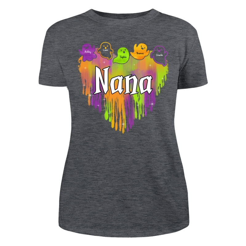 Halloween Grandma Melting Heart Boo Grandkids Names Personalized Shirt