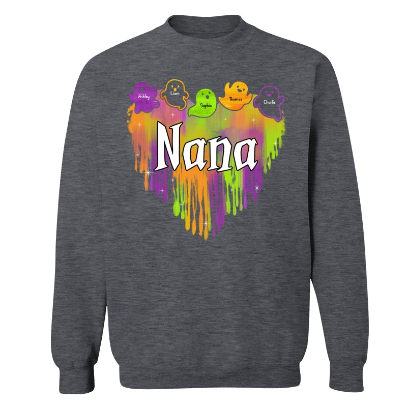 Halloween Grandma Melting Heart Boo Grandkids Names Personalized Shirt