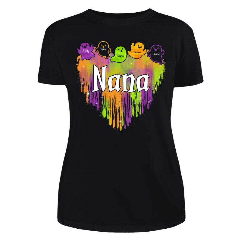 Halloween Grandma Melting Heart Boo Grandkids Names Personalized Shirt